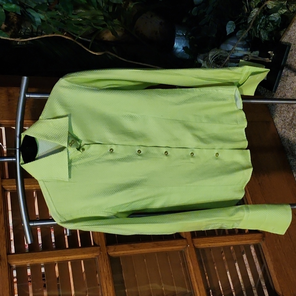 Polka Dot green button down shirt